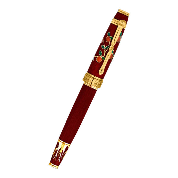 David Oscarson Tree of Life Rollerball Pen - Red with Orange and Green-Pen Boutique Ltd
