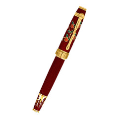 David Oscarson Tree of Life Rollerball Pen - Red with Orange and Green-Pen Boutique Ltd