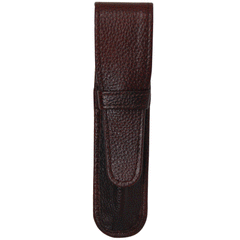 Yak Leather Premium Leather One Pen Pouch with Flap - Brown