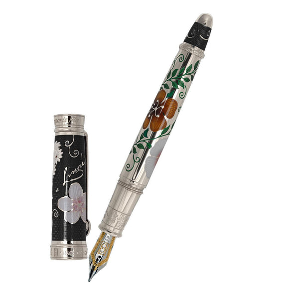 David Oscarson Carl Linnaeus Fountain Pen - Black Moss with Multi-Colored Translucent Hard Enamel-Pen Boutique Ltd