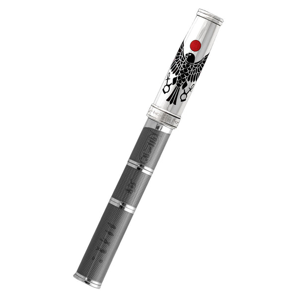 David Oscarson Rosetta Stone Rollerball Pen - Translucent Grey and Opaque Black and Red Hard Enamel-Pen Boutique Ltd
