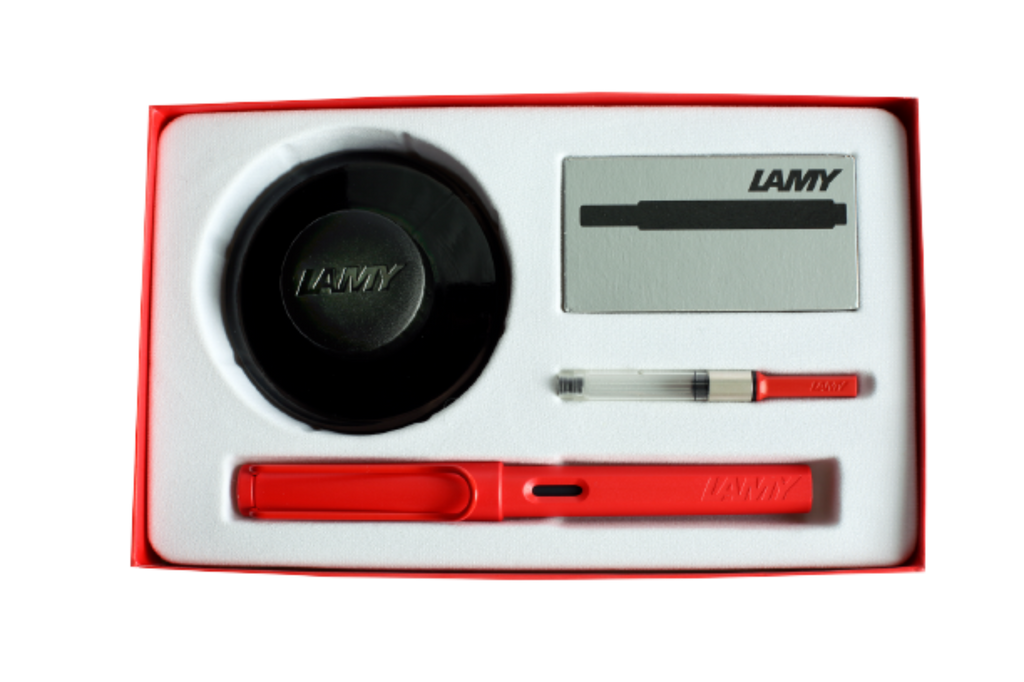 Lamy Safari Gift Set - Cozy Strawberry Fountain Pen & Black Ink-Pen Boutique Ltd