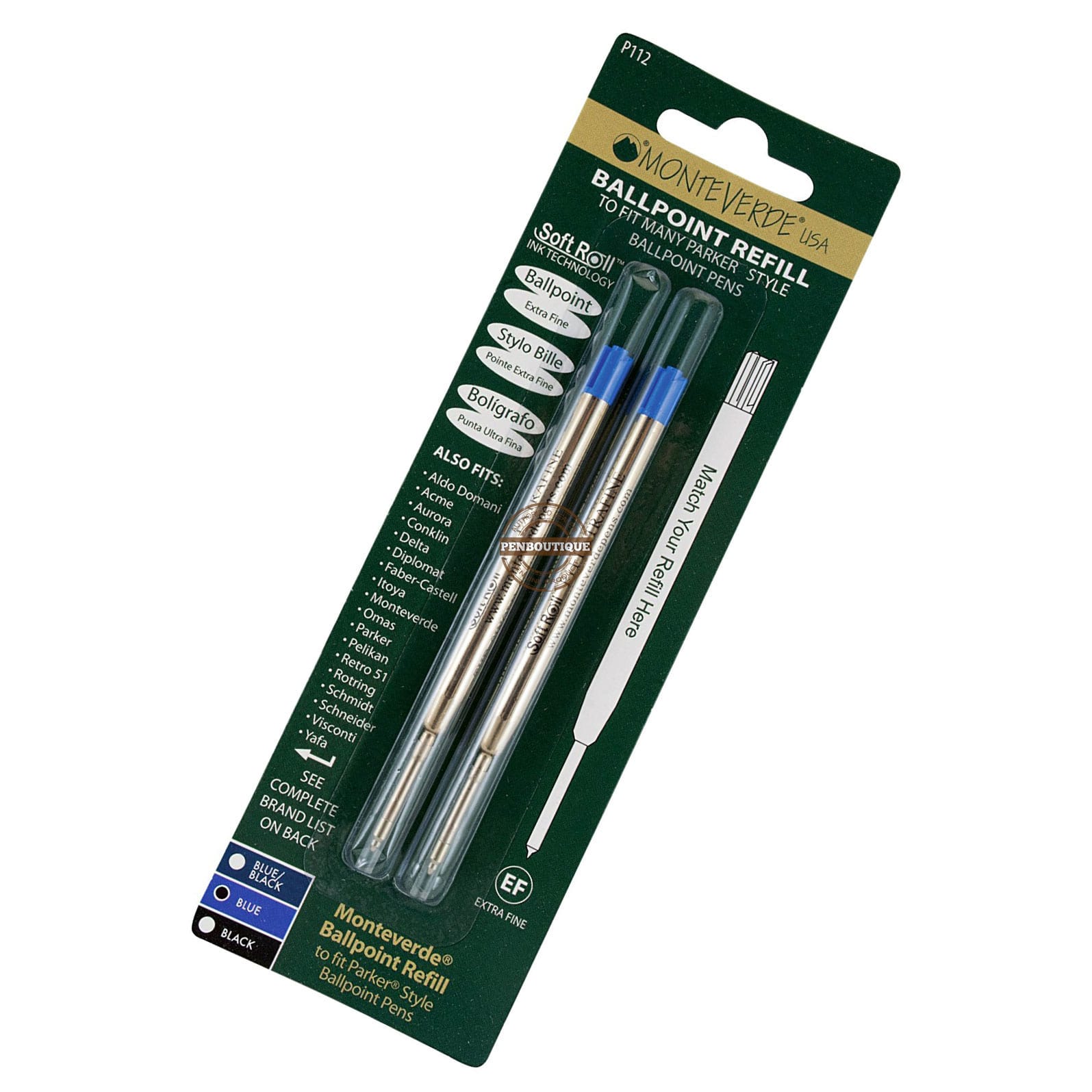 Monteverde Extra Fine BP refill Blue - Parker Style-Pen Boutique Ltd