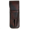 Yak Leather Premium Leather Two Pen Pouch with Flap Brown-Pen Boutique Ltd