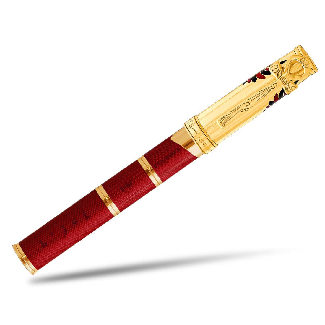 David Oscarson Rosetta Stone Fountain Pen - Translucent Red and Opaque Black Hard Enamel w/ Gold vermeil-Pen Boutique Ltd