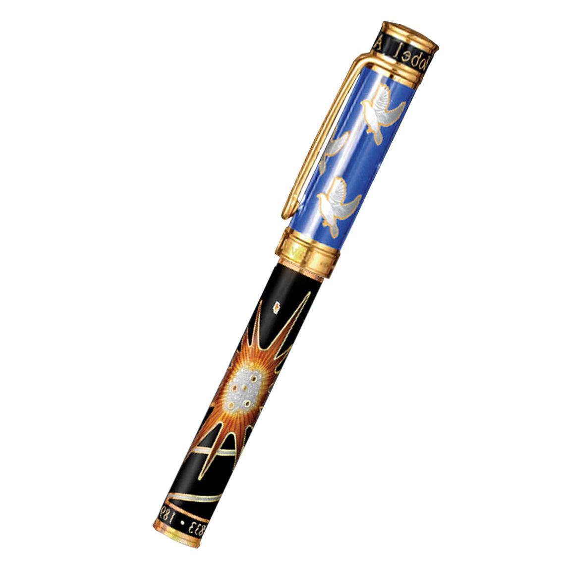 David Oscarson Alfred Bernhard Nobel Rollerball Pen - Blue Gold w/ Black Barrel-Pen Boutique Ltd