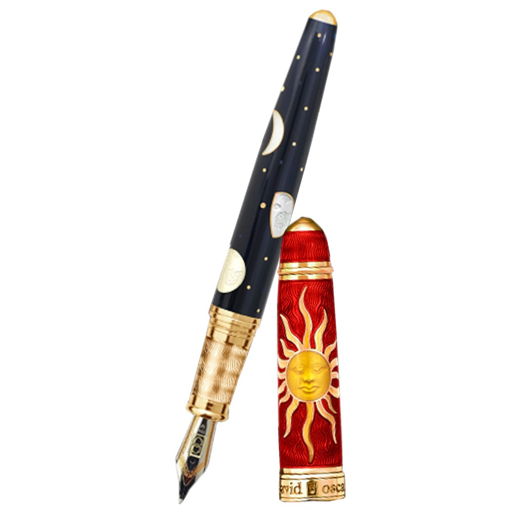 David Oscarson Celestial Fountain Pen - Limited Edition - Fire Red Golden Yellow-Pen Boutique Ltd