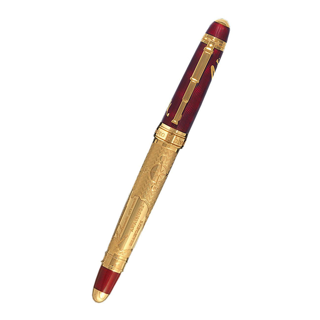 David Oscarson Meriwether Lewis Rollerball Pen - Ruby Red Gold Vermeil