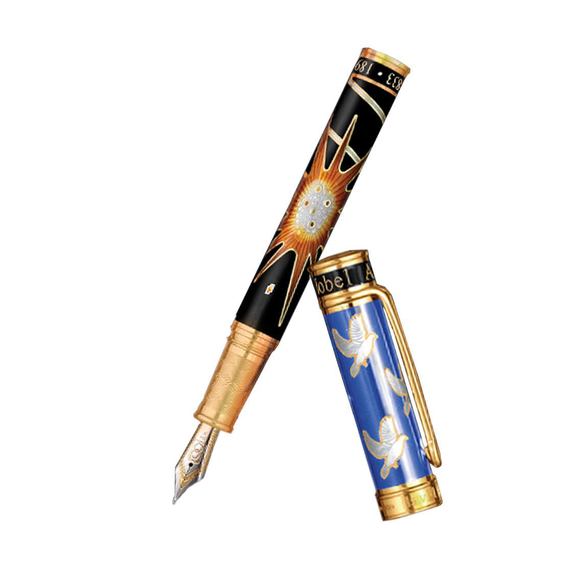 David Oscarson Alfred Bernhard Nobel Fountain Pen - Blue Gold w/ Black Barrel-Pen Boutique Ltd
