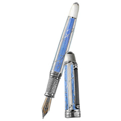 David Oscarson Trellis Fountain Pen - Limited Edition - Azure & White/Rhodium Vermeil-Pen Boutique Ltd