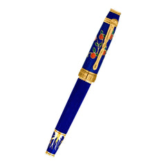 David Oscarson Tree of Life Rollerball Pen - Sapphire Blue with Orange and Green-Pen Boutique Ltd