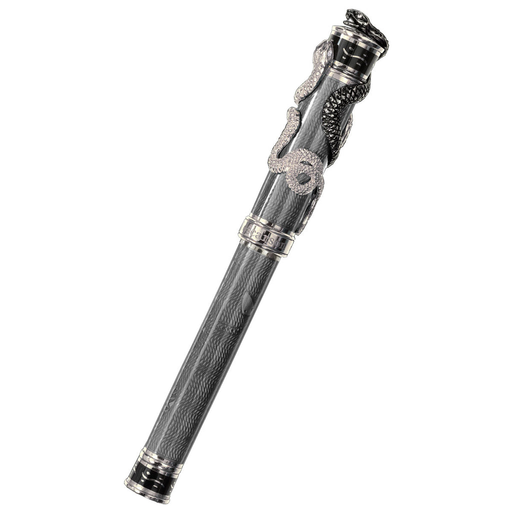 David Oscarson Black Water Snake Rollerball Pen - Translucent Grey and Opaque Black Hard Enamel-Pen Boutique Ltd