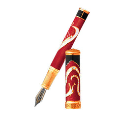 David Oscarson Valhalla Fountain Pen - Black White and Red Gold Vermeil-Pen Boutique Ltd