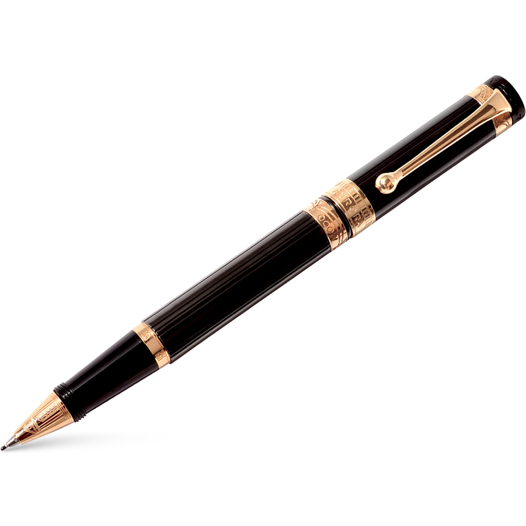 Aurora Rollerball Pen - Black - Pink Gold Plated Trim-Pen Boutique Ltd
