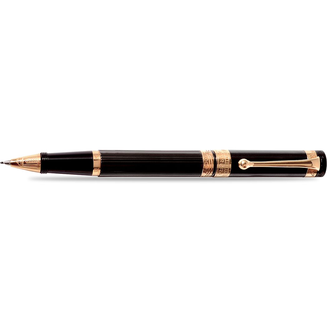 Aurora Rollerball Pen - Black - Pink Gold Plated Trim-Pen Boutique Ltd