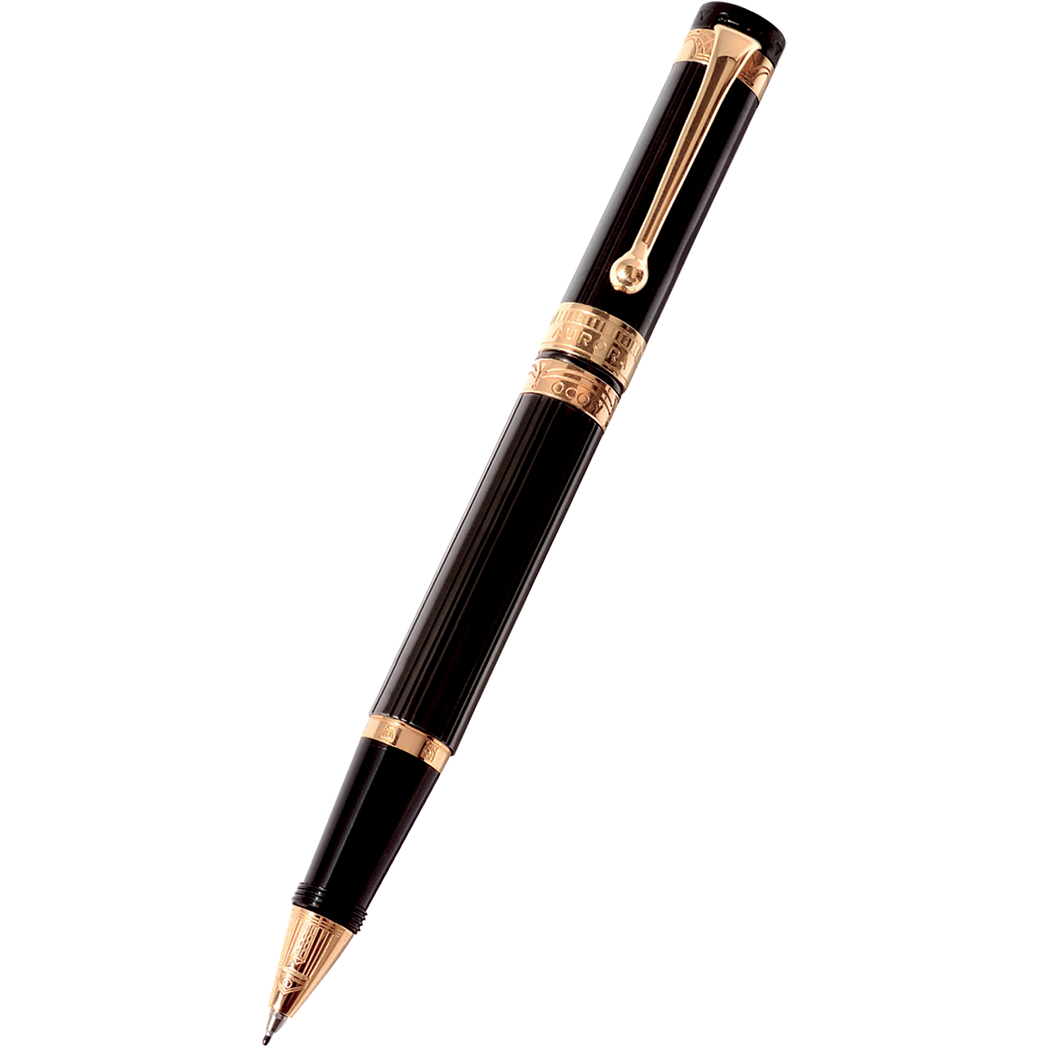Aurora Rollerball Pen - Black - Pink Gold Plated Trim-Pen Boutique Ltd