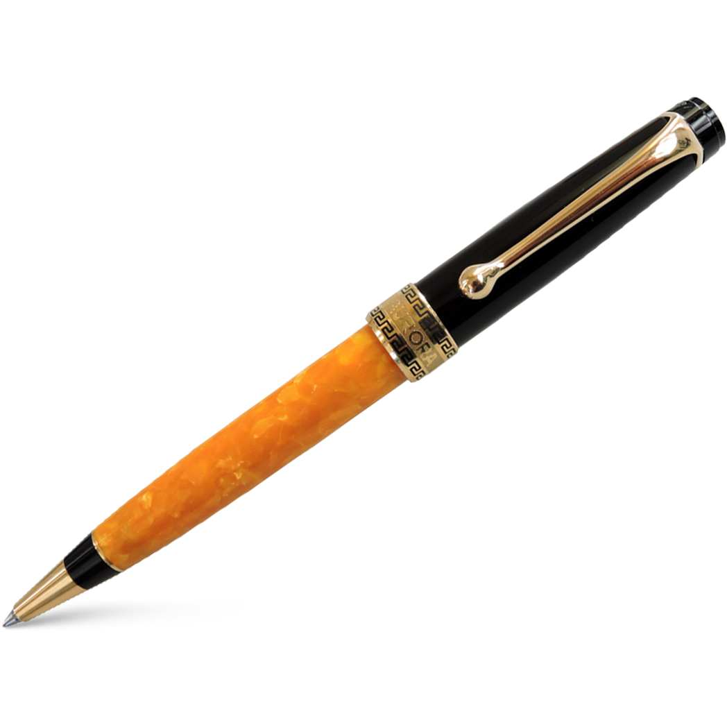 Aurora Optima O' Sole Mio Ballpoint Pen - Marbled Orange - Black Trim-Pen Boutique Ltd