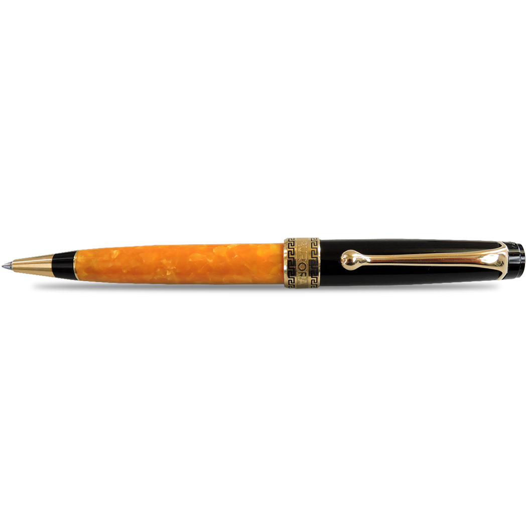 Aurora Optima O' Sole Mio Ballpoint Pen - Marbled Orange - Black Trim-Pen Boutique Ltd