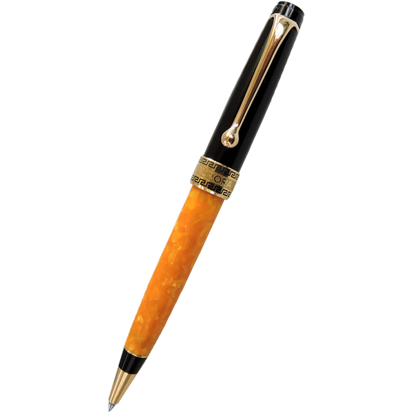 Aurora Optima O' Sole Mio Ballpoint Pen - Marbled Orange - Black Trim-Pen Boutique Ltd