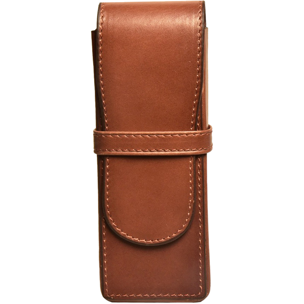 Aston Leather Cognac Box Style Triple Pen Case-Pen Boutique Ltd
