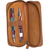 Aston Leather Tan Zipper 2-Pen Case-Pen Boutique Ltd