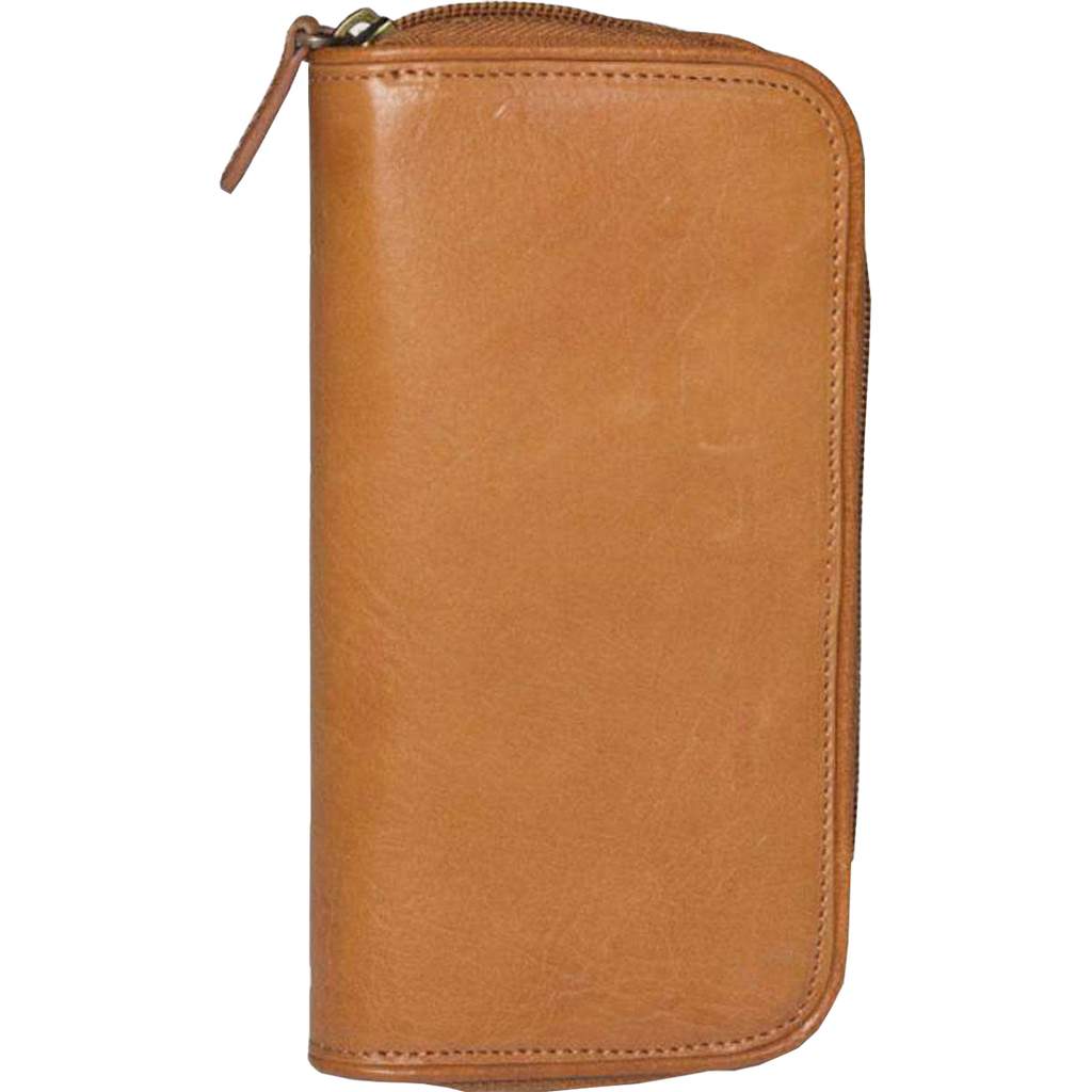 Aston Leather Tan Zipper 2-Pen Case-Pen Boutique Ltd