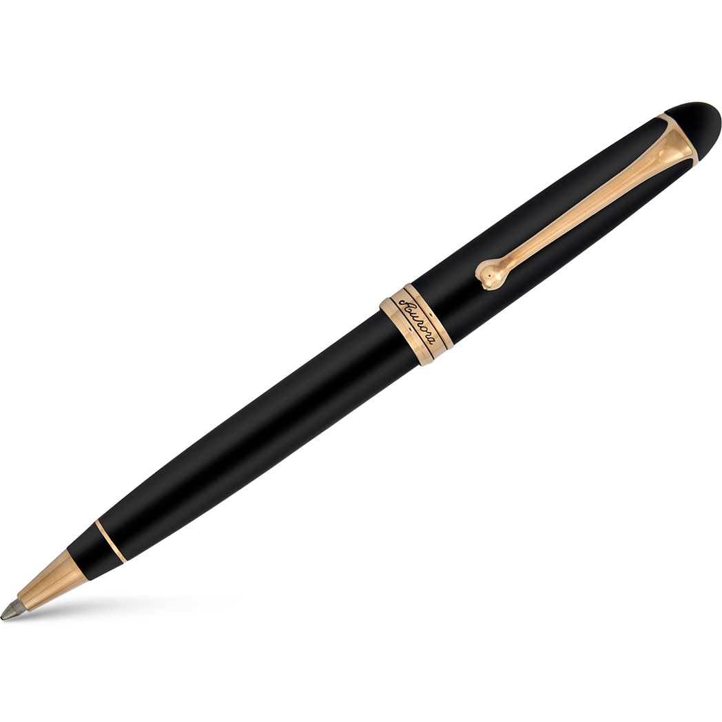 Aurora 88 Ballpoint Pen - Black Satin - Rose Gold Trim-Pen Boutique Ltd