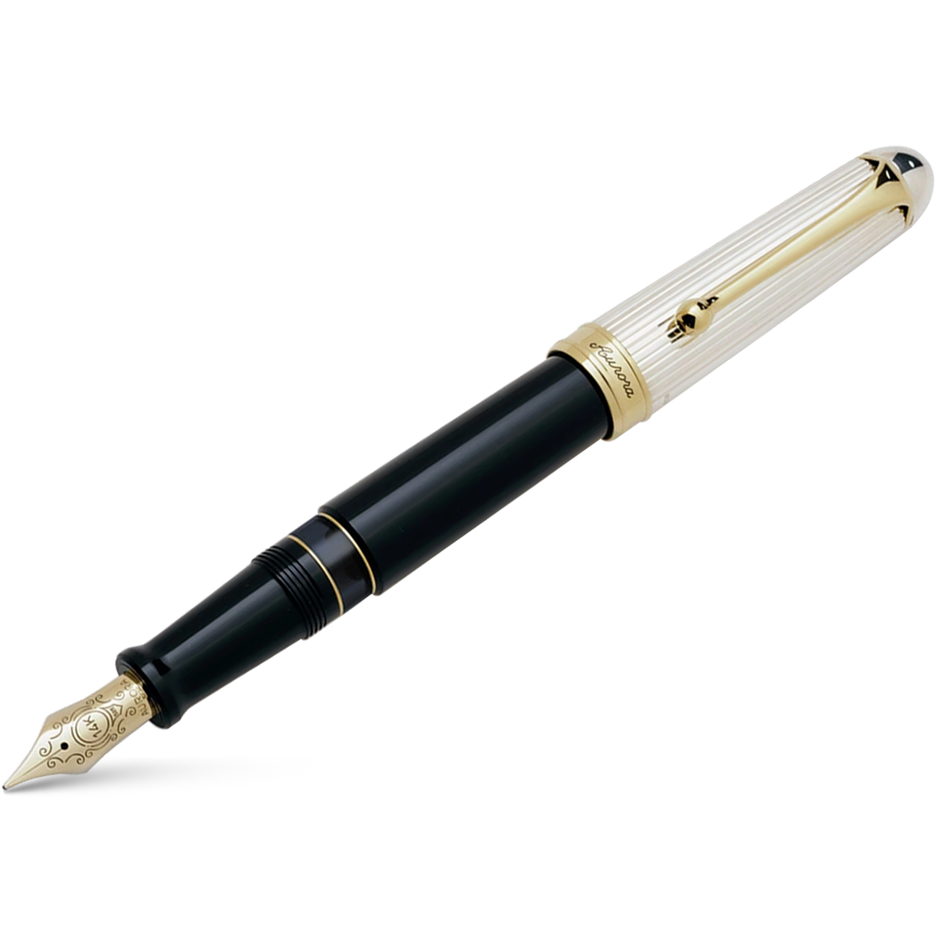 Aurora 88 Fountain Pen - Black - Sterling Silver - Large-Pen Boutique Ltd