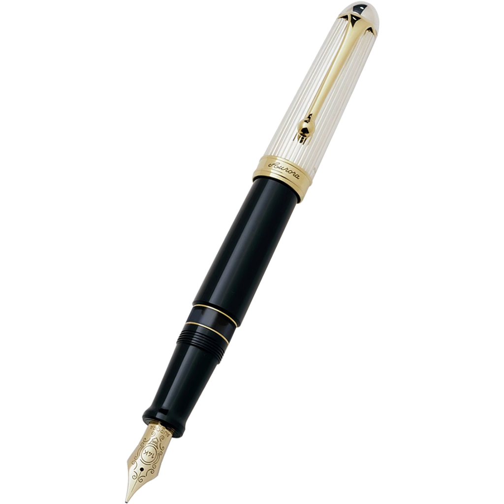 Aurora 88 Fountain Pen - Black - Sterling Silver - Large-Pen Boutique Ltd