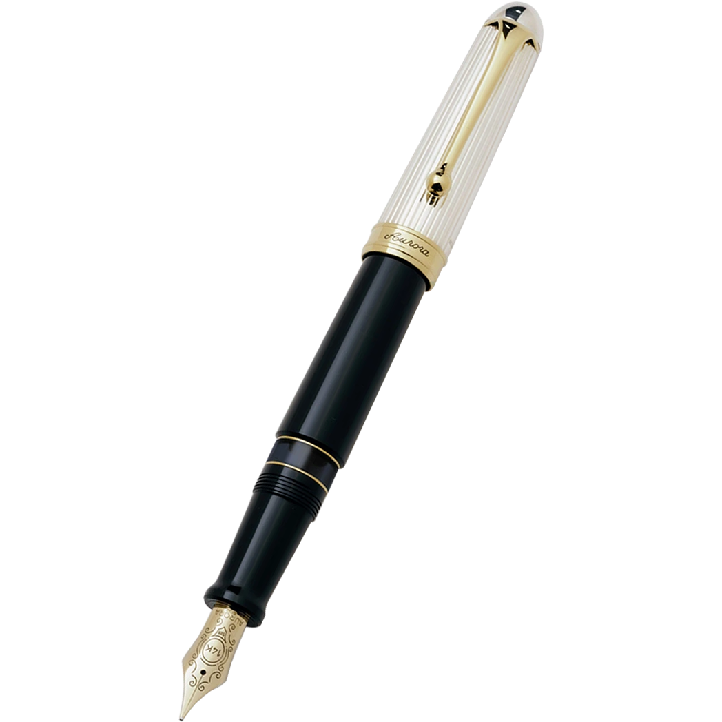 Aurora 88 Fountain Pen - Black - Sterling Silver - Large-Pen Boutique Ltd