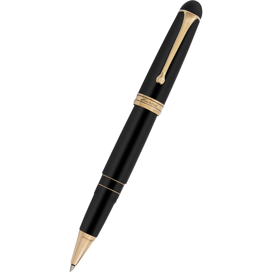 Aurora 88 Rollerball Pen - Black Satin - Rose Gold Trim-Pen Boutique Ltd