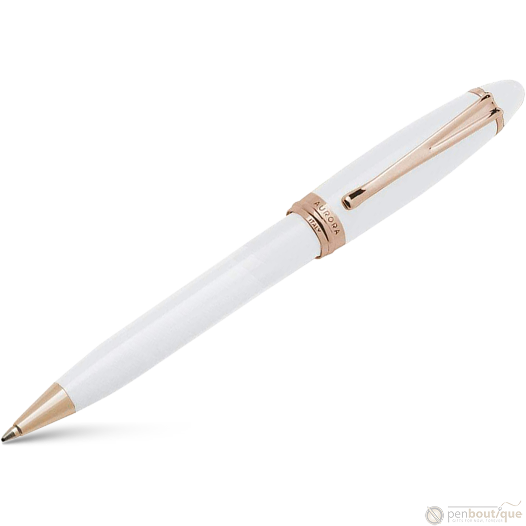 Aurora Ipsilon Ballpoint Pen - Seasons - Winter White - Rose Gold Trim-Pen Boutique Ltd