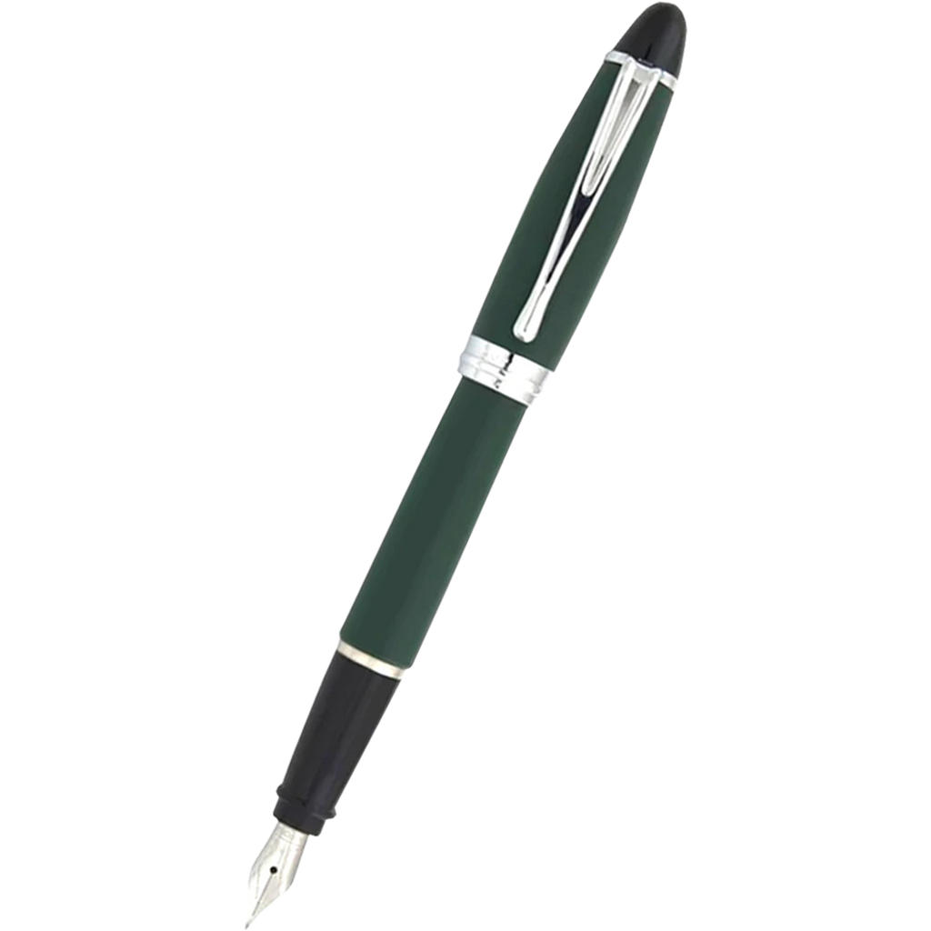 Aurora Ipsilon Fountain Pen - Satin Green - Chrome Trim-Pen Boutique Ltd