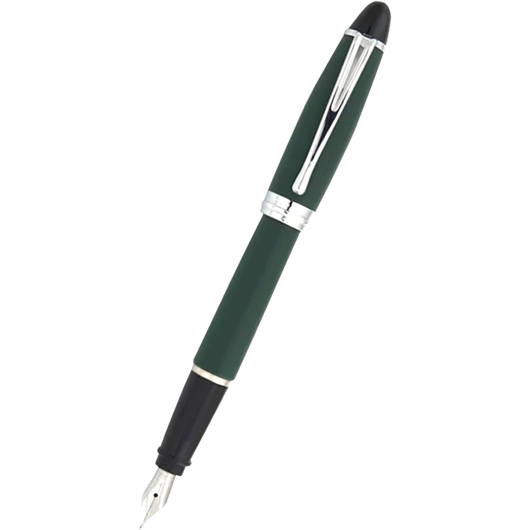 Aurora Ipsilon Fountain Pen - Satin Green - Chrome Trim-Pen Boutique Ltd