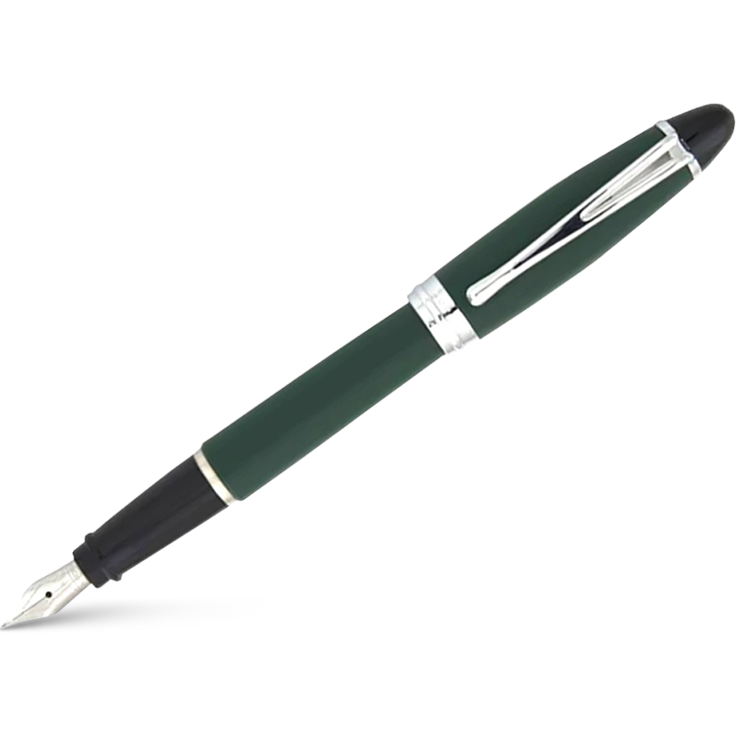 Aurora Ipsilon Fountain Pen - Satin Green - Chrome Trim-Pen Boutique Ltd