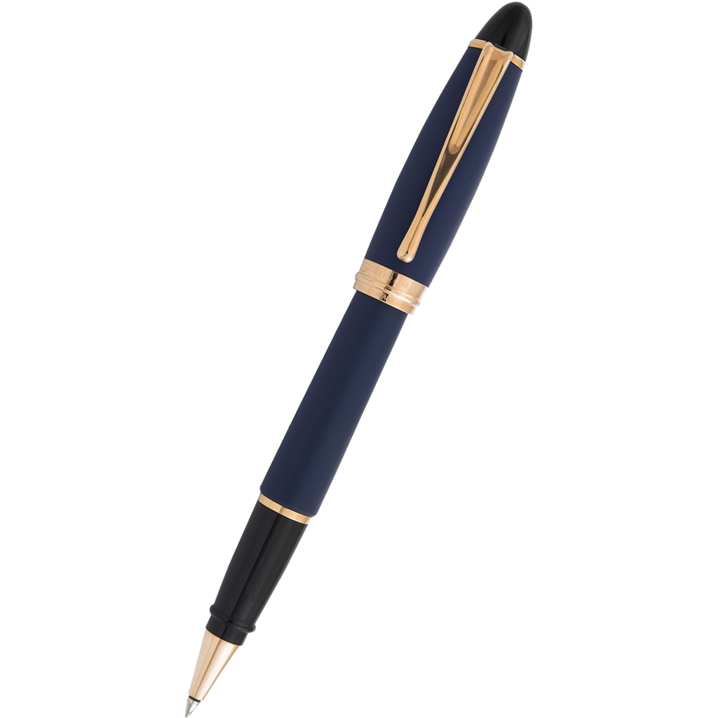 Aurora Ipsilon Rollerball Pen - Satin Blue - Rose Gold Trim-Pen Boutique Ltd