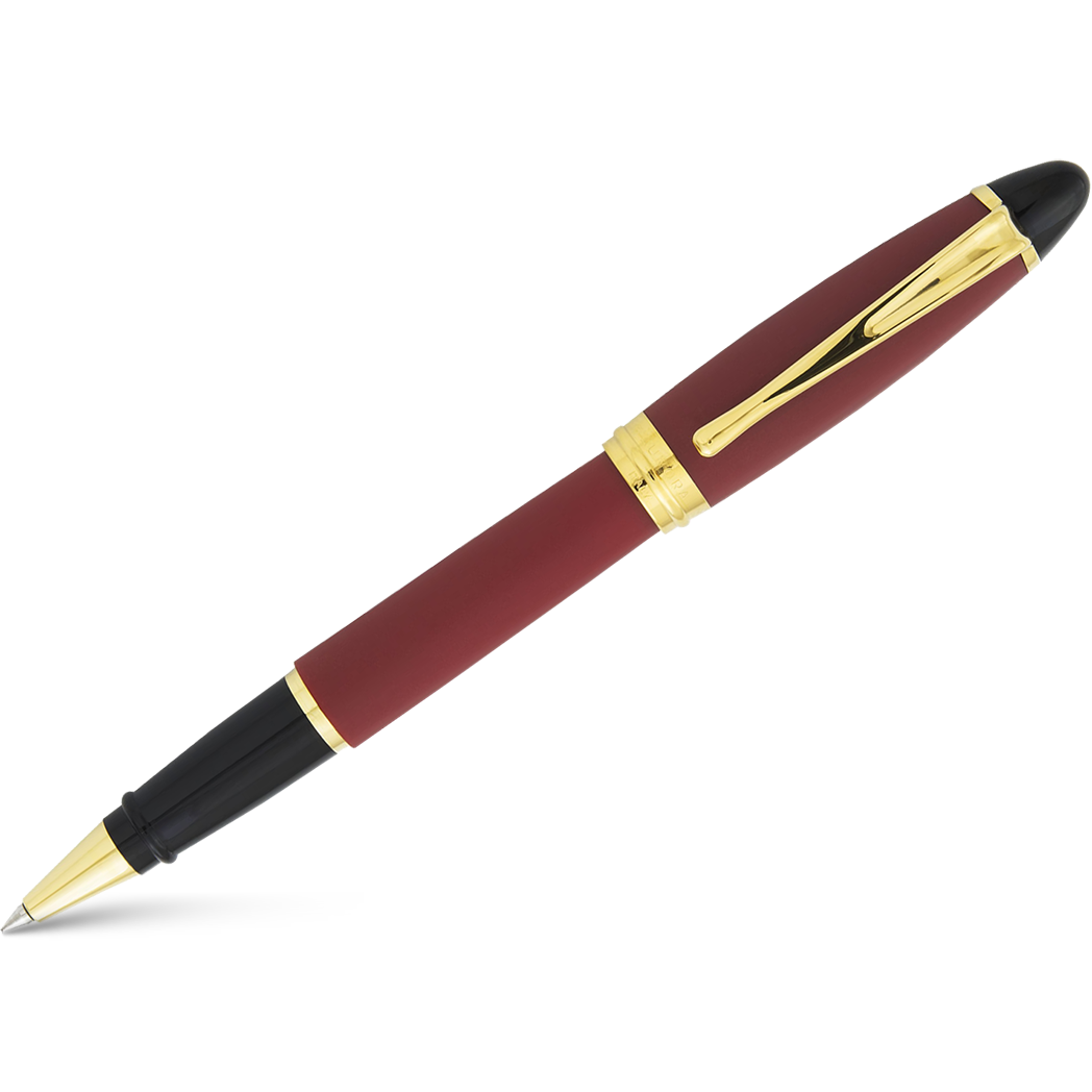 Aurora Ipsilon Rollerball Pen - Satin Burgundy - Gold Trim-Pen Boutique Ltd