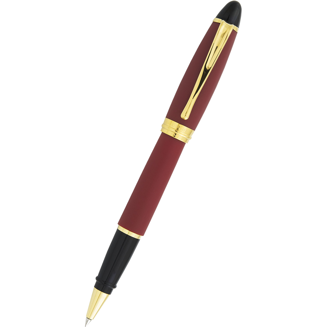 Aurora Ipsilon Rollerball Pen - Satin Burgundy - Gold Trim-Pen Boutique Ltd