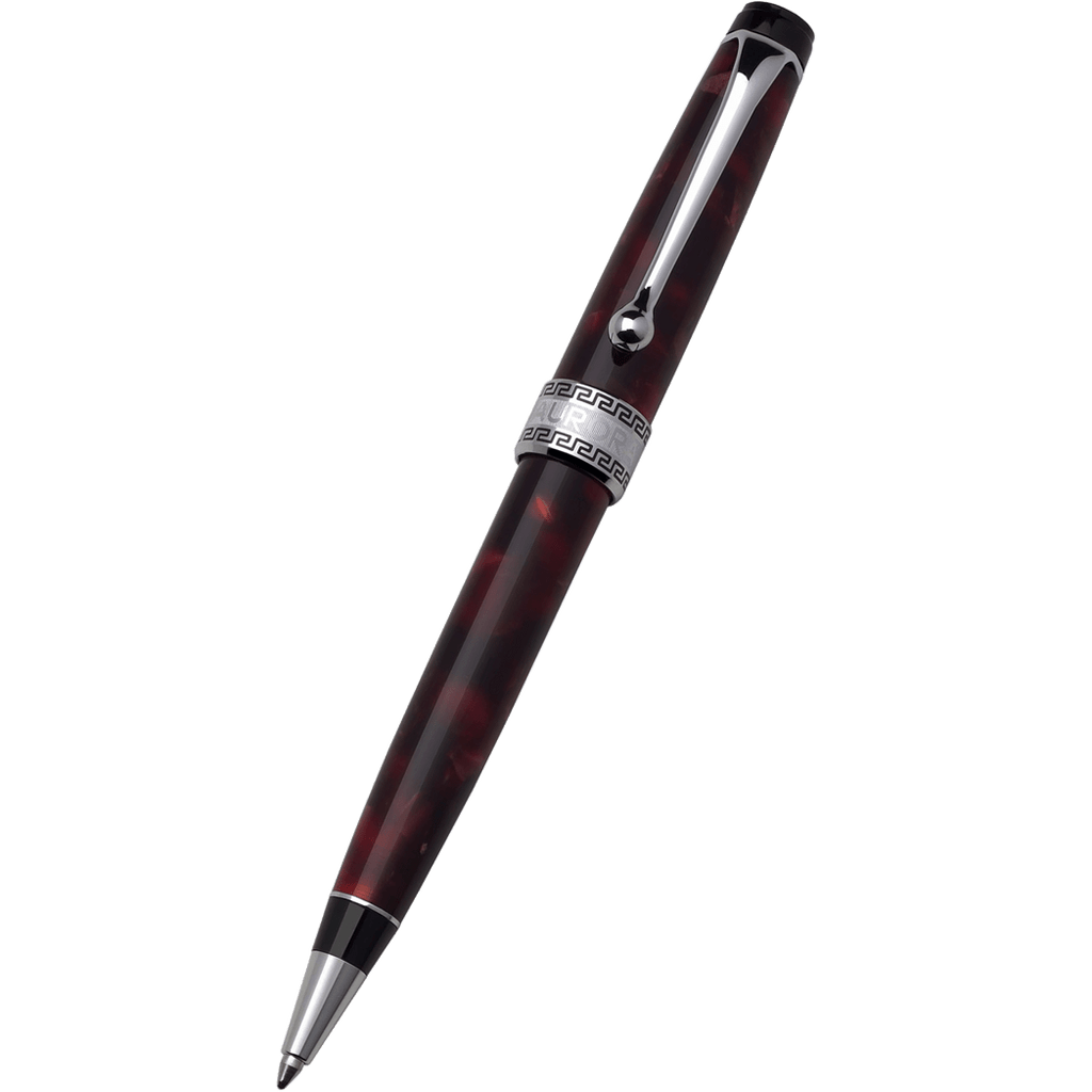 Aurora Optima Auroloide Ballpoint Pen - Burgundy - Silver Trim-Pen Boutique Ltd