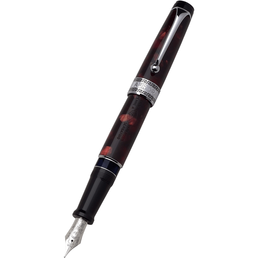 Aurora Optima Auroloide Fountain Pen - Burgundy - Silver Trim-Pen Boutique Ltd