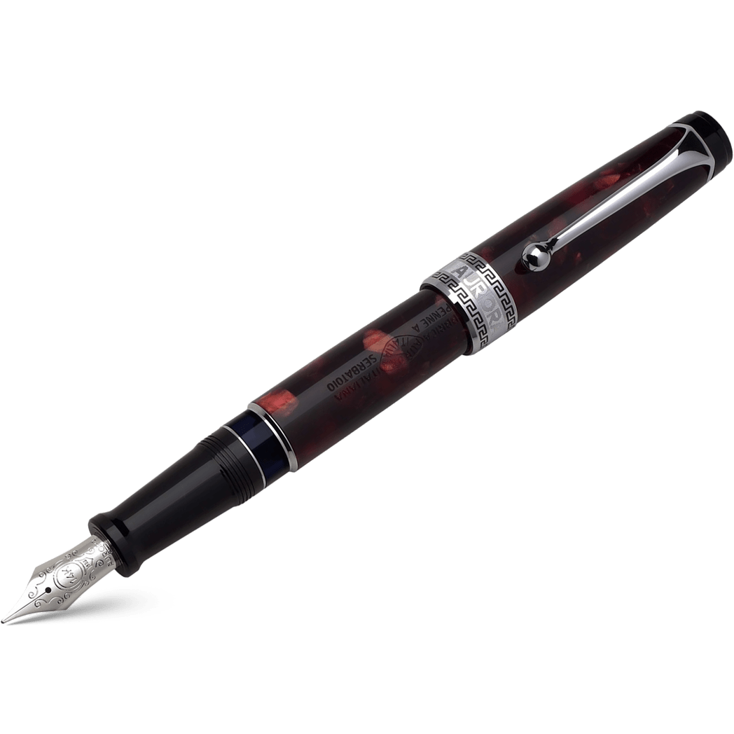 Aurora Optima Auroloide Fountain Pen - Burgundy - Silver Trim-Pen Boutique Ltd