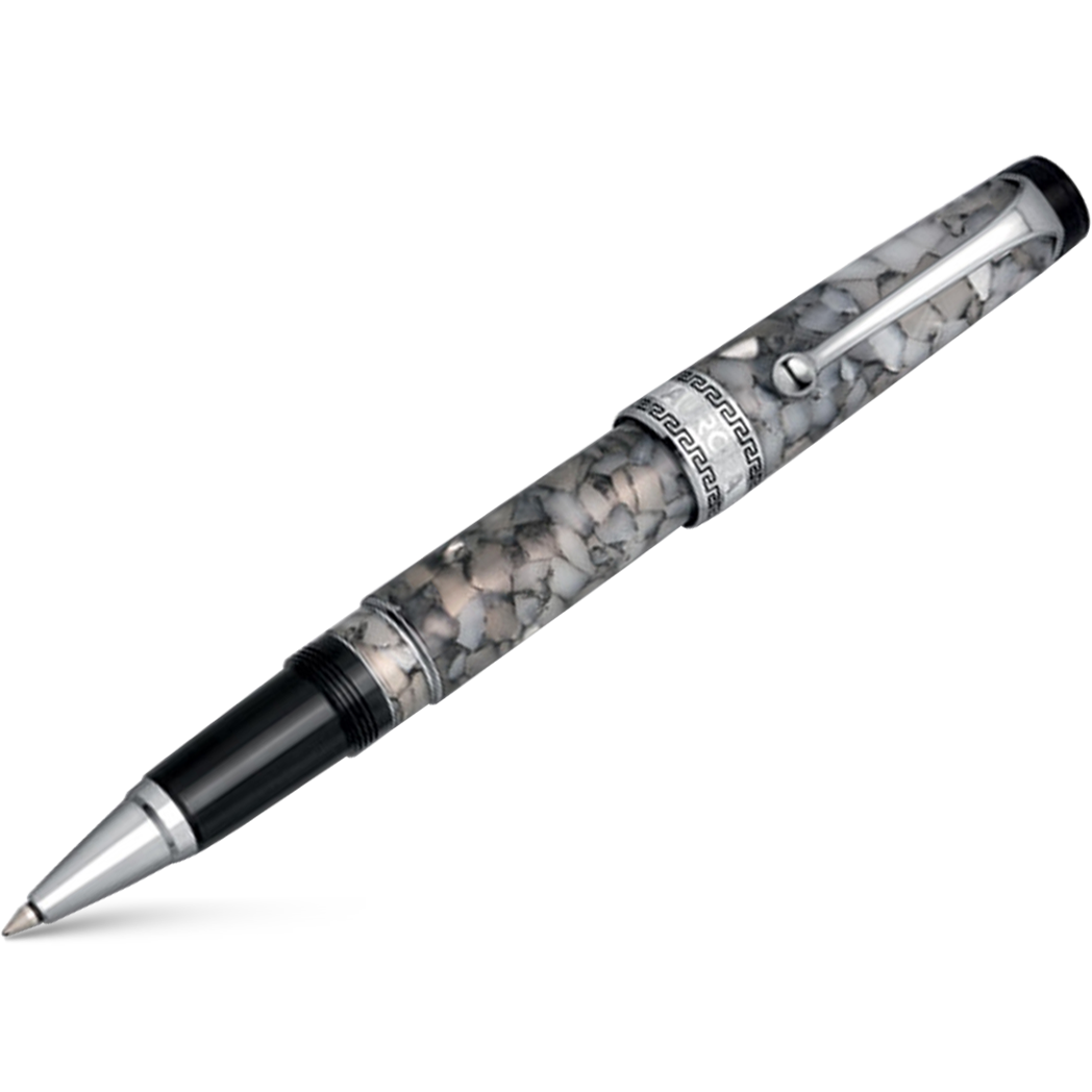 Aurora Optima Auroloide Rollerball Pen - Nero Perla - Silver Trim-Pen Boutique Ltd