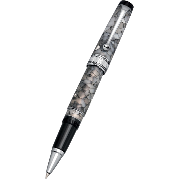 Aurora Optima Auroloide Rollerball Pen - Nero Perla - Silver Trim-Pen Boutique Ltd