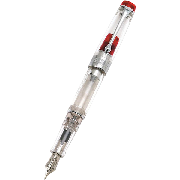 Aurora Optima Demonstrator Fountain Pen - Red - Chrome Trim-Pen Boutique Ltd