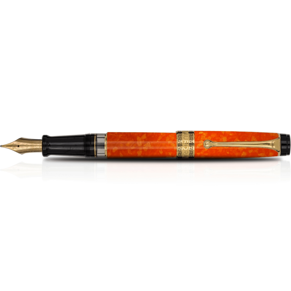 Aurora Optima Fountain Pen - Marbled Orange Auroloide-Pen Boutique Ltd
