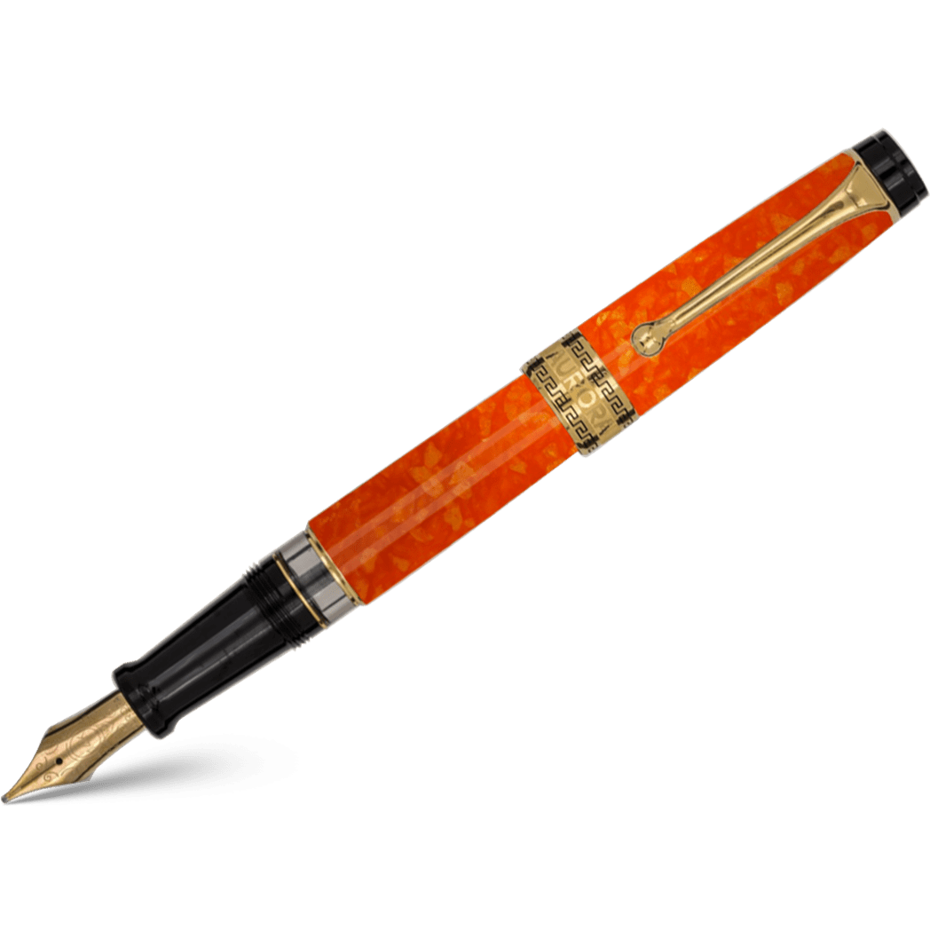 Aurora Optima Fountain Pen - Marbled Orange Auroloide-Pen Boutique Ltd