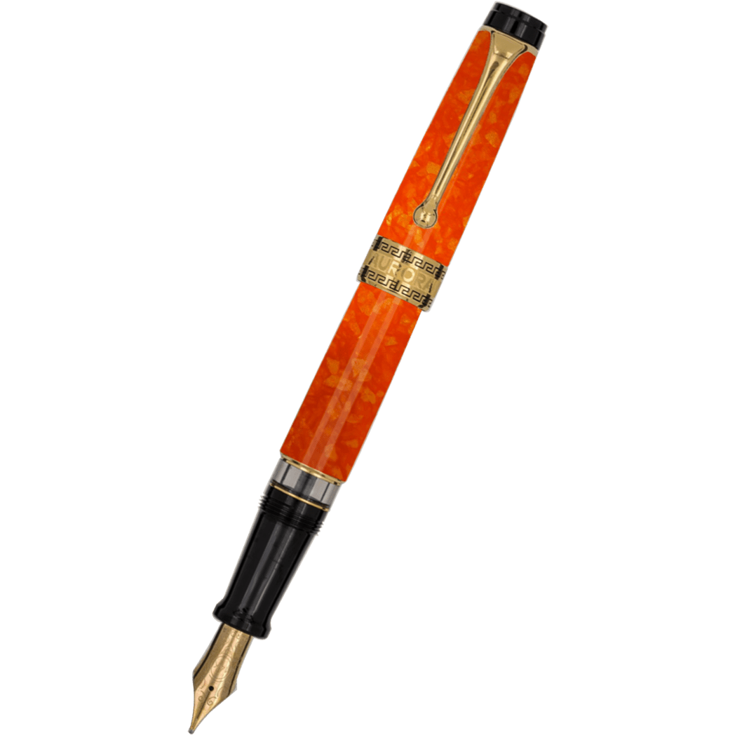 Aurora Optima Fountain Pen - Marbled Orange Auroloide - Pen Boutique Ltd