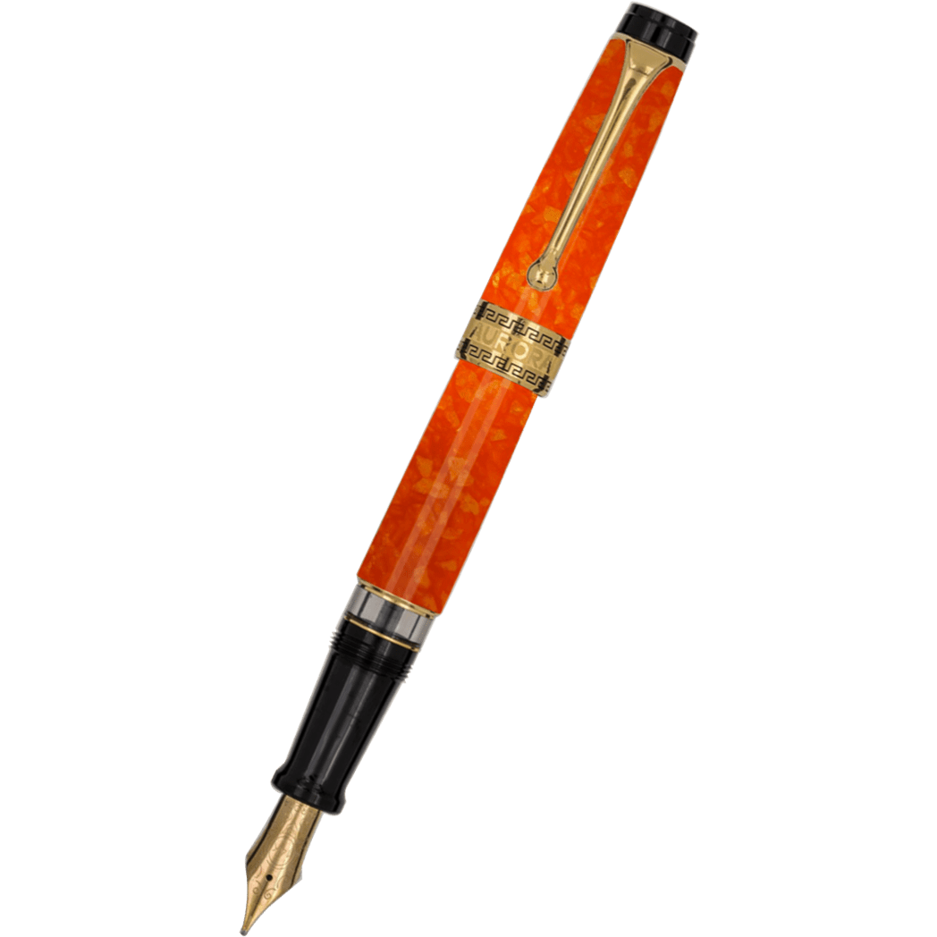 Aurora Optima Fountain Pen - Marbled Orange Auroloide-Pen Boutique Ltd