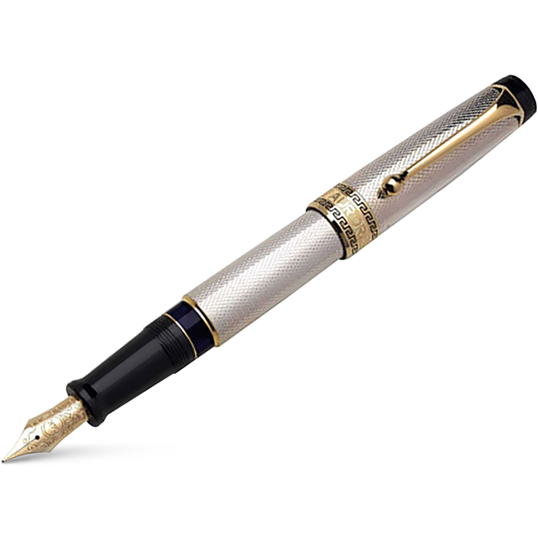 Aurora Optima Fountain Pen - Solid Silver-Pen Boutique Ltd