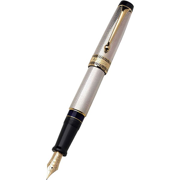 Aurora Optima Fountain Pen - Solid Silver-Pen Boutique Ltd
